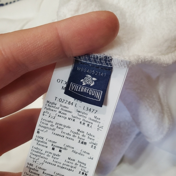 Vilebrequin White Men's Long Sleeve Cotton Crewneck Sweater. Embroidery. L. - Picture 9 of 10